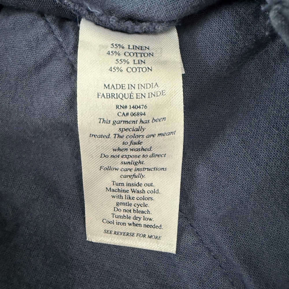 Faherty Men's Shorts Blue Linen Chino Flat Front Size 35 Coastal Nautical Beach - Picture 6 of 9